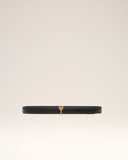 Ceinture noire 25mm en cuir de vachette boucle Ami de Coeur - 1 - Ami Paris