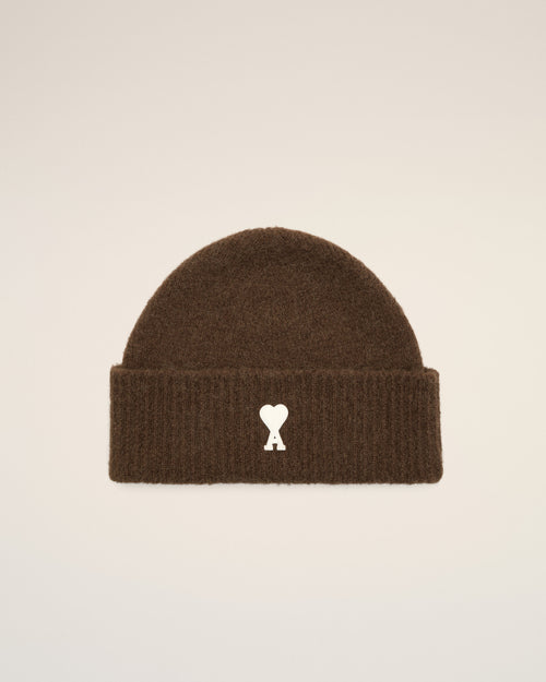 Ami de Coeur Beanie aus braunem Alpaka - SCHOKOLADENBRAUN/ECRU - Ami Paris