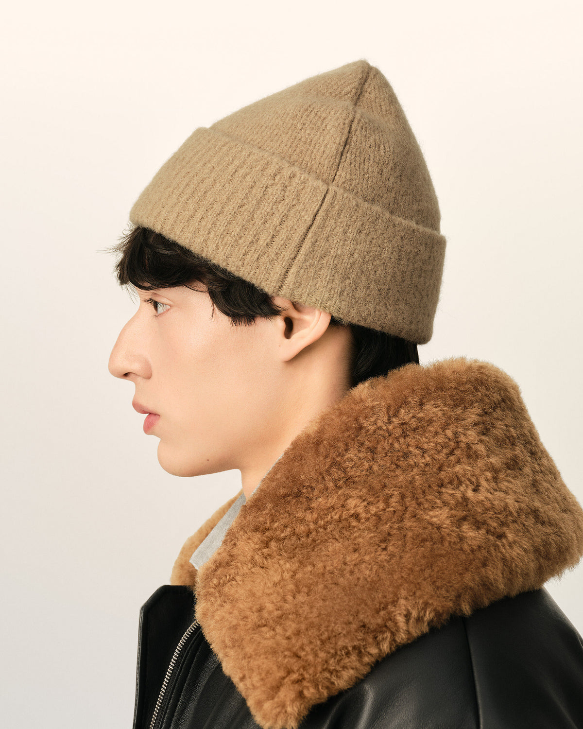 Ami de Coeur Beanie aus beigem Alpaka - 5