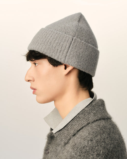 Grey alpaca beanie with Ami de Coeur - Man - 5 - AMI Paris - Ami Paris