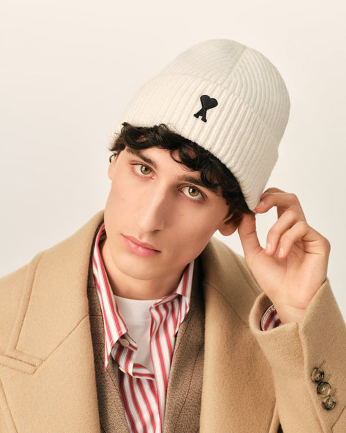 Bonnet Blanc Ami De Coeur En Laine - Homme - 2 - AMI Paris - Ami Paris