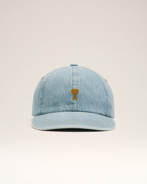 Blue denim cotton cap with Ami de Coeur - Man - 4 - AMI Paris - Ami Paris