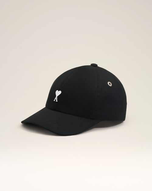 Black cotton cap with Ami de Coeur - BLACK - Ami Paris