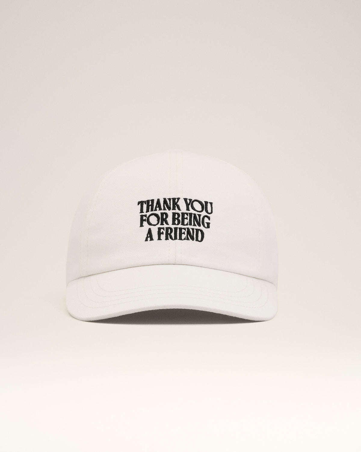 White Cotton Thank You For Being A Friend Embroidery Cap - 4