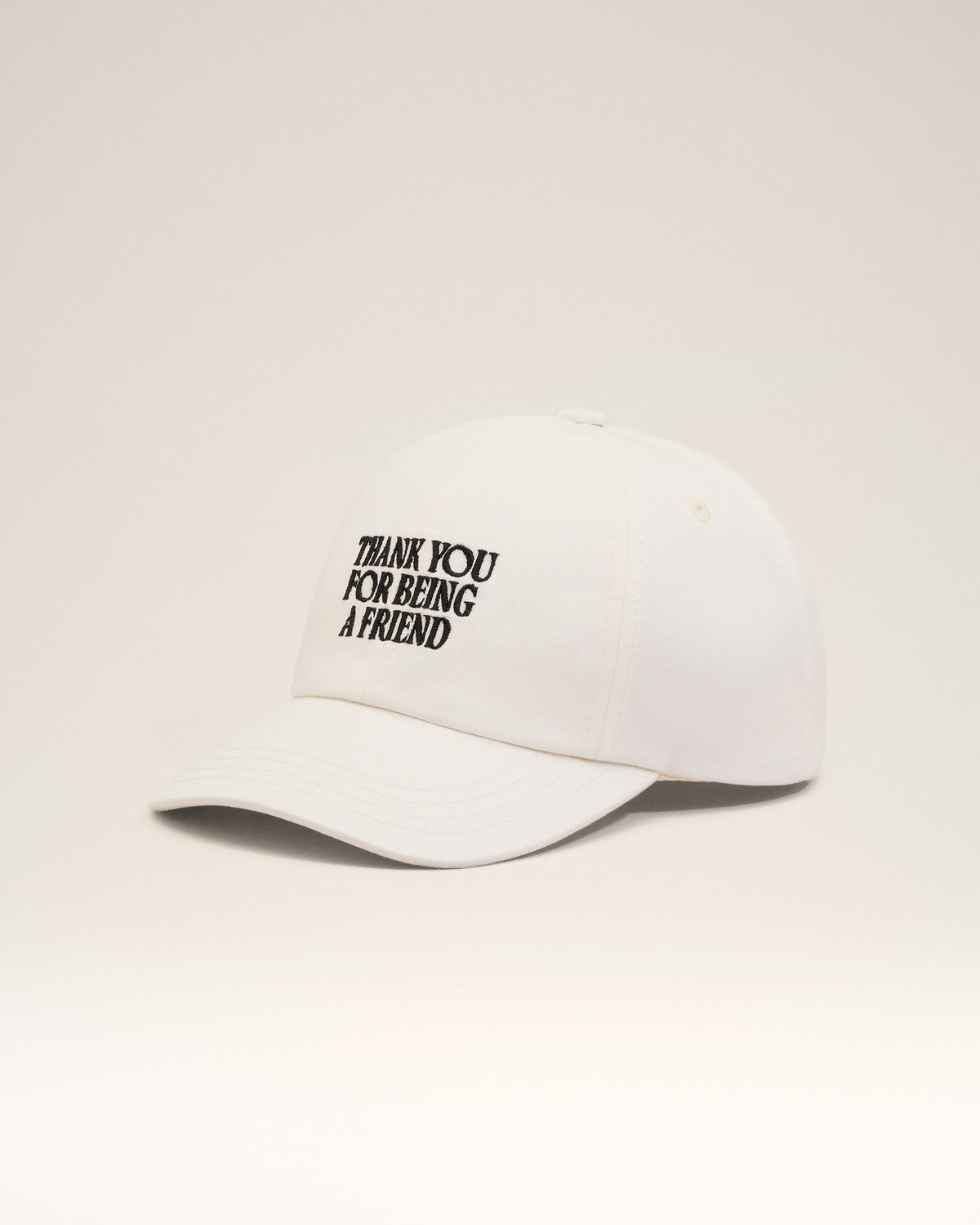 White Cotton Thank You For Being A Friend Embroidery Cap - 7