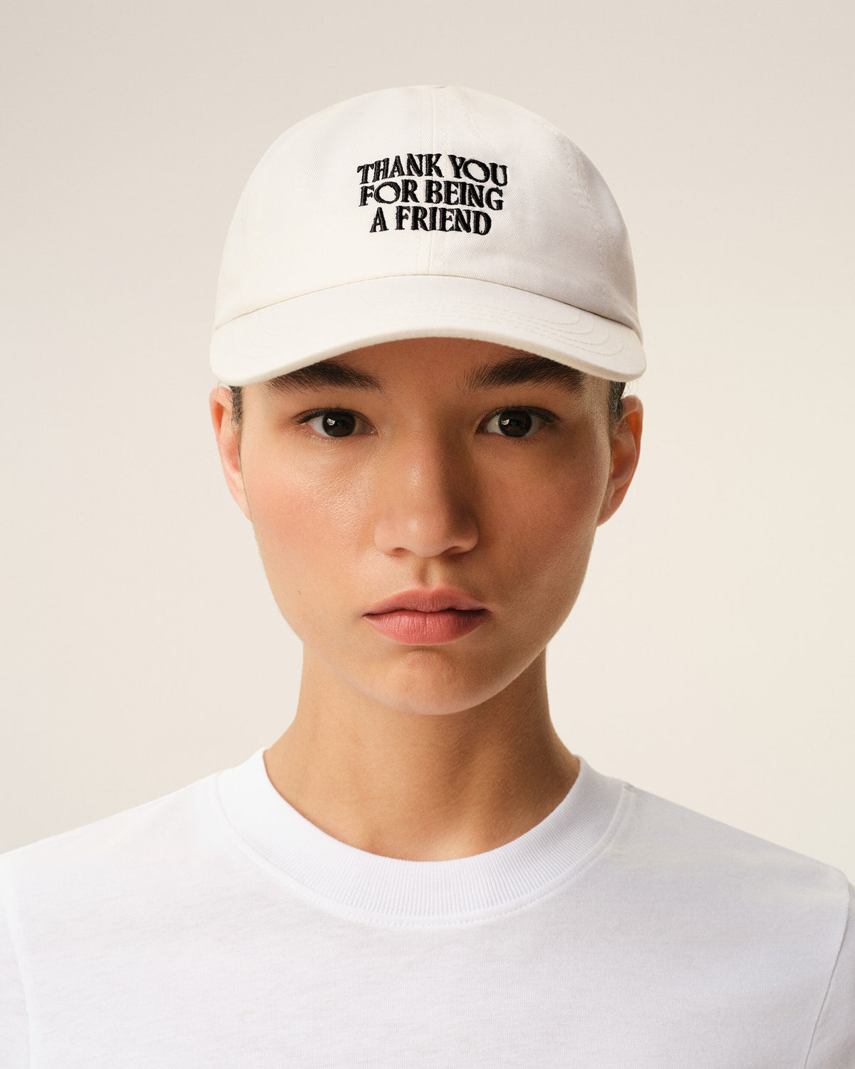 White Cotton Thank You For Being A Friend Embroidery Cap - 8