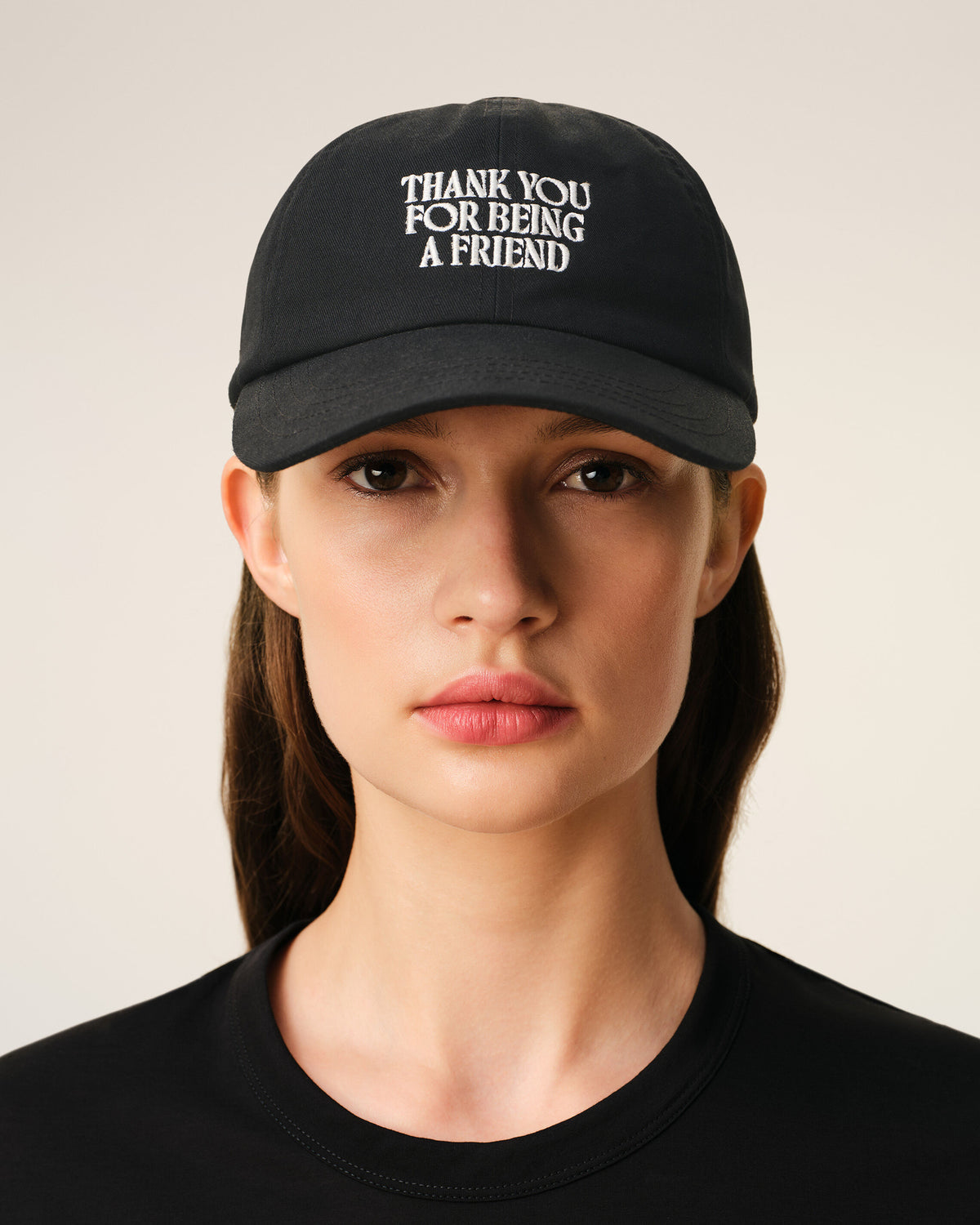 Casquette Noire Broderie Thank You For Being A Friend en Coton - 8