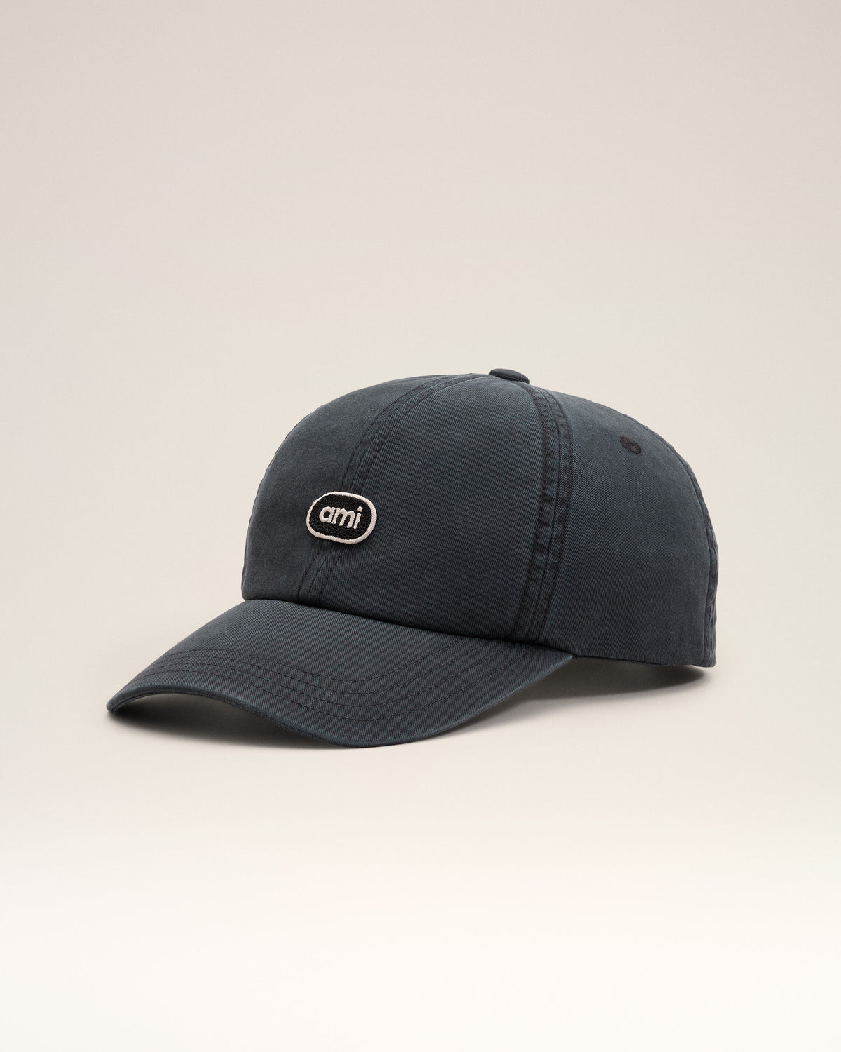 Cappellino in cotone nero con patch Ami - 1