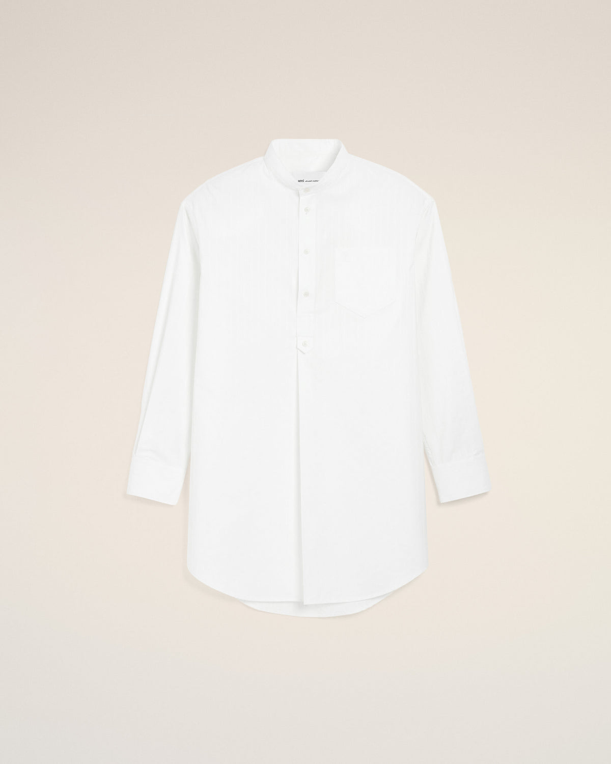 Robe tunique blanche en coton col mao - 1