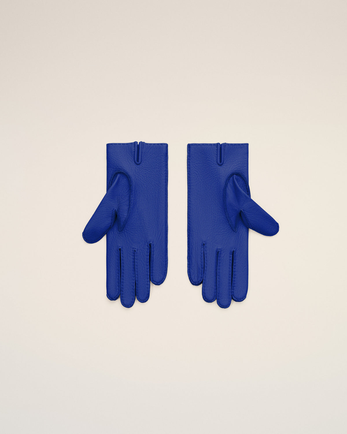 Handschuhe aus blauem genarbtem Leder - 2