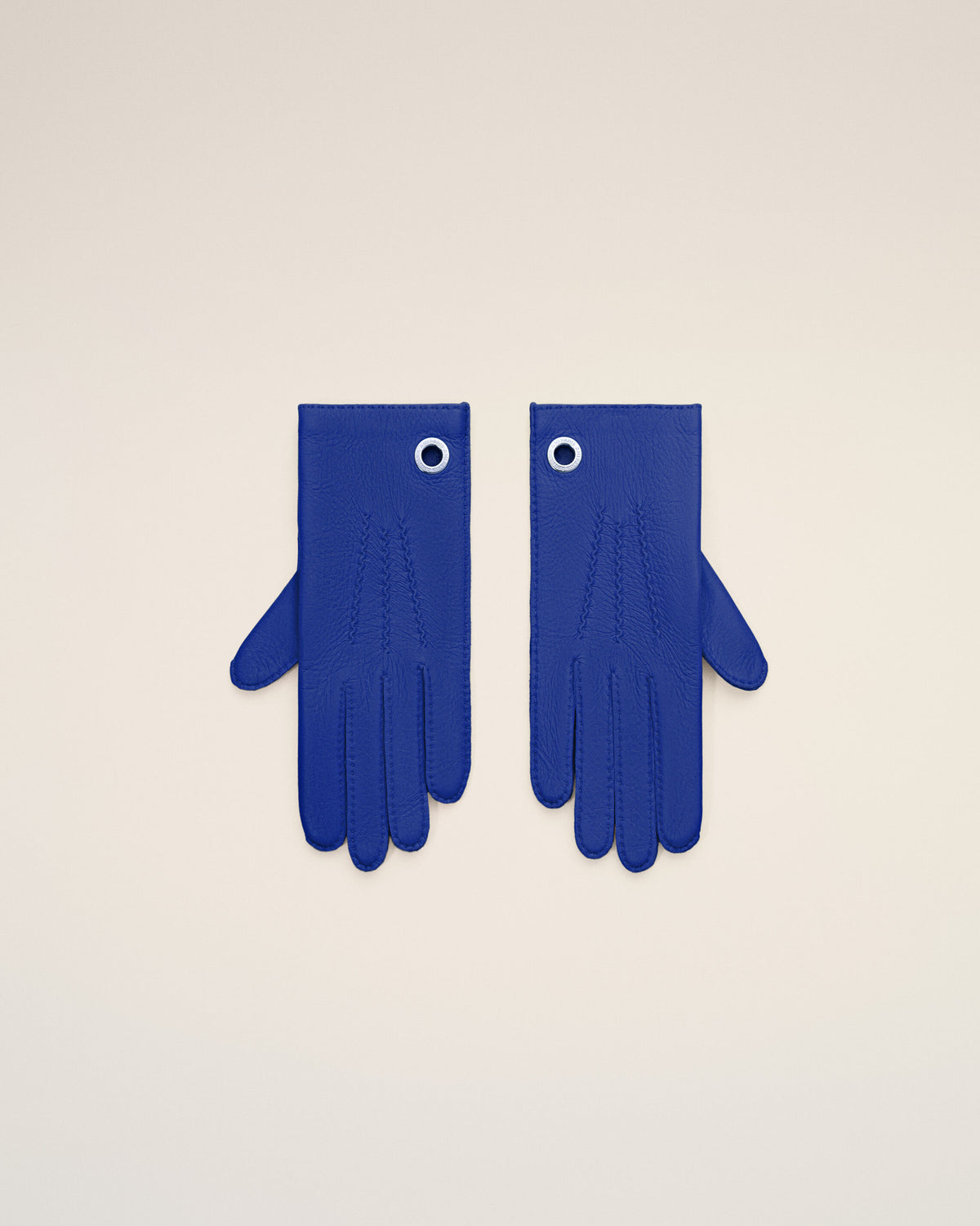 Handschuhe aus blauem genarbtem Leder - 5