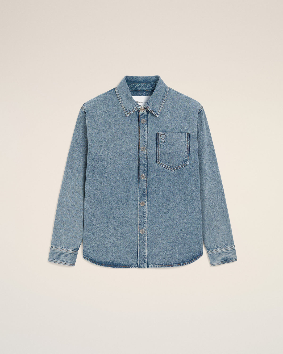 Blue cotton overshirt with Ami de Coeur - 1