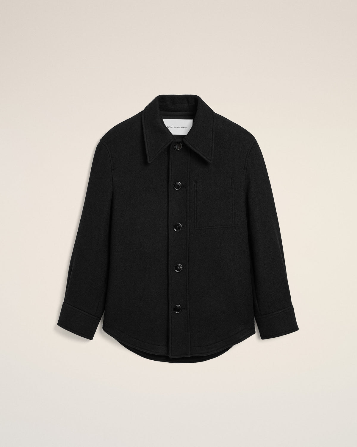 Veste noire boutonnée en laine - 1