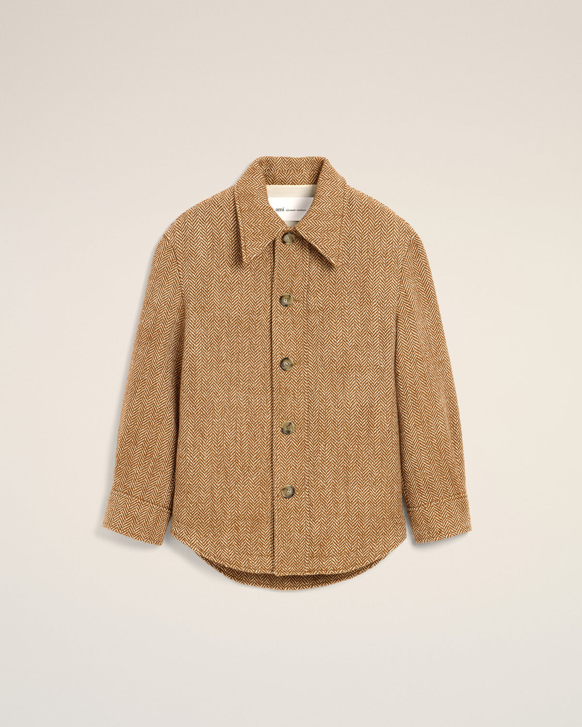 Veste marron boutonnée en laine - 1