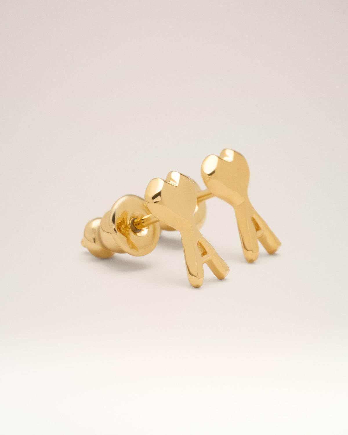 Gold Brass Ami De Coeur Hammered Earrings - 1