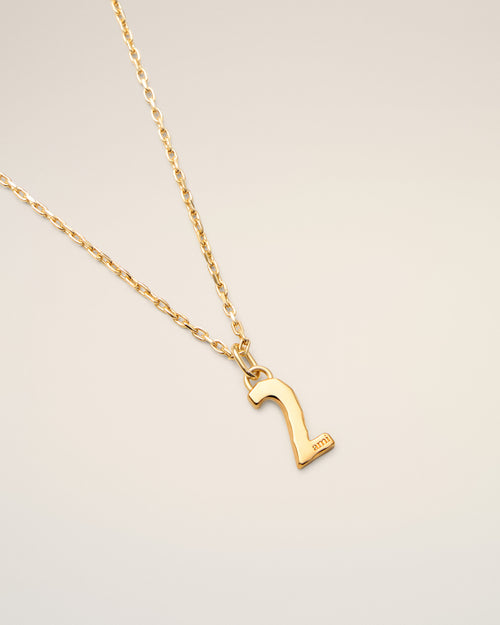 Collier Martelé Doré Pendentif "2" en Laiton - Femme - 7 - AMI Paris - Ami Paris