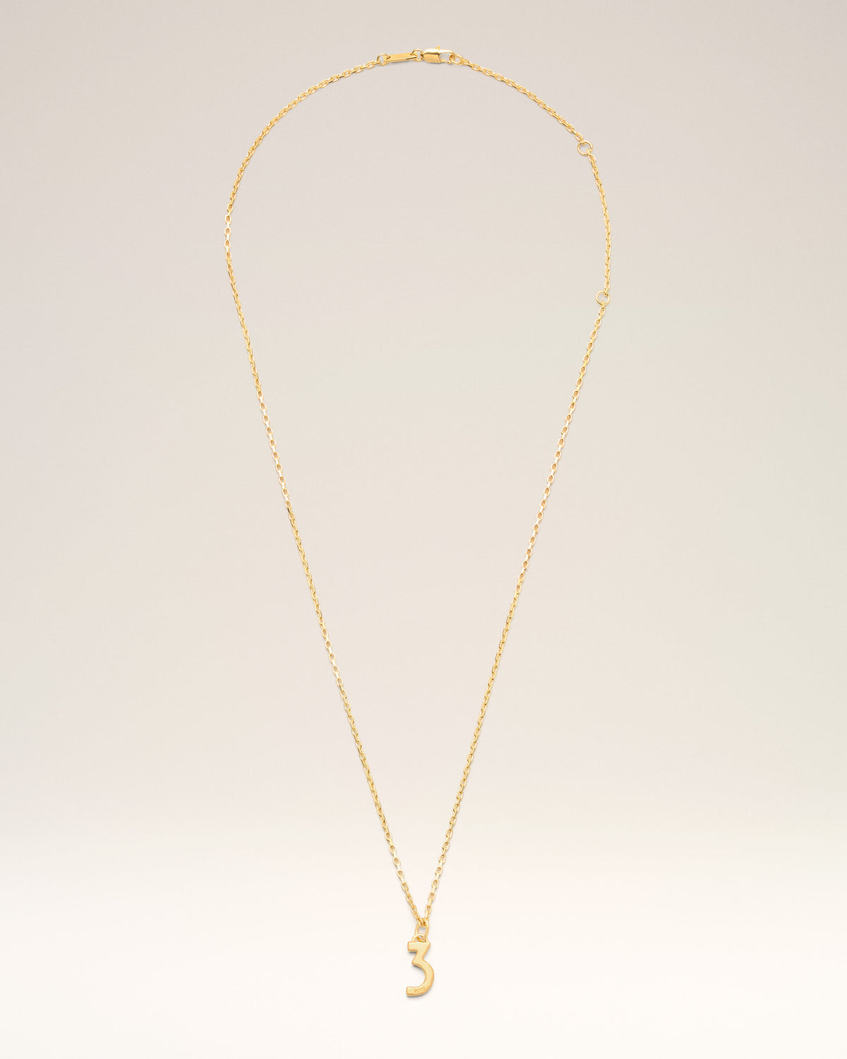 Gold Brass Hammered "3" Pendant Necklace - 1
