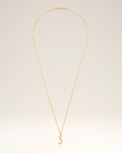 Gold Brass Hammered "3" Pendant Necklace - Man - 1 - AMI Paris - Ami Paris