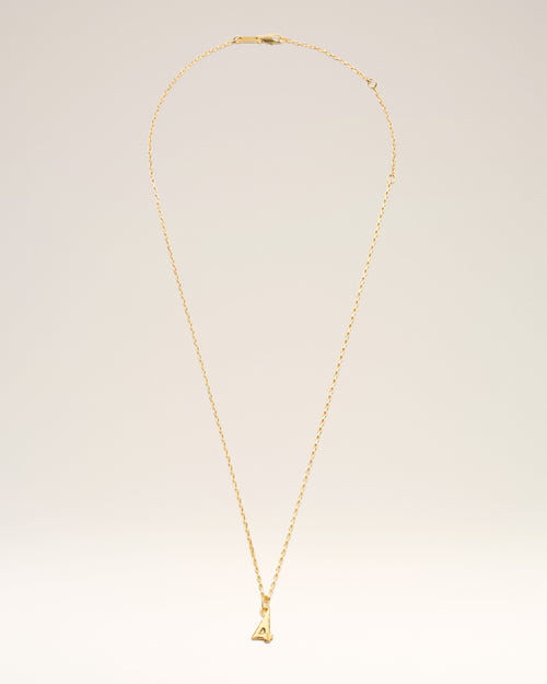 Gold Brass Hammered "4" Pendant Necklace - Man - 1 - AMI Paris - Ami Paris