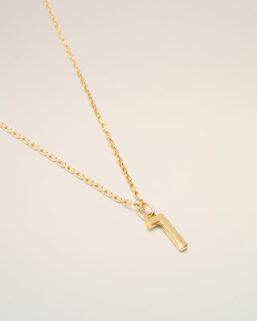 Gold Brass Hammered "7" Pendant Necklace - Woman - 7 - AMI Paris - Ami Paris
