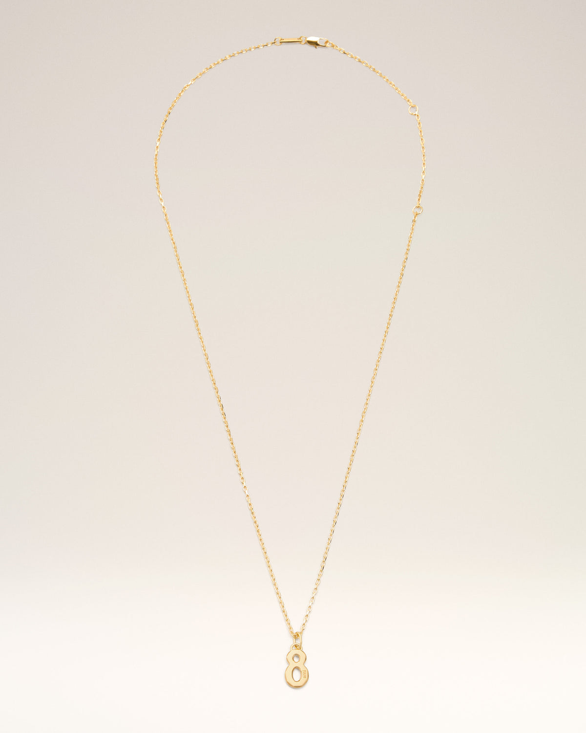 Gold Brass Hammered "8" Pendant Necklace - 1