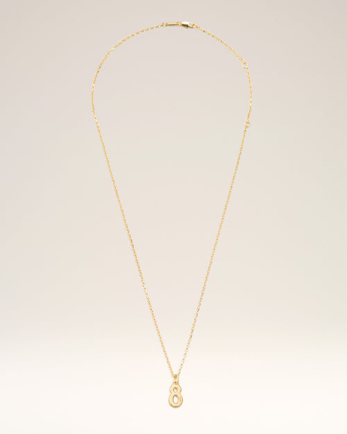 Gold Brass Hammered "8" Pendant Necklace - Man - 1 - AMI Paris - Ami Paris