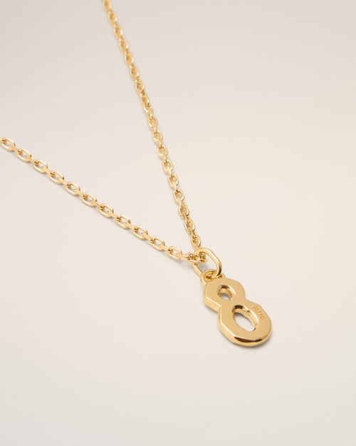 Gold Brass Hammered "8" Pendant Necklace - Man - 3 - AMI Paris - Ami Paris