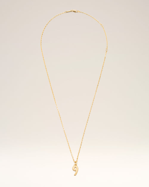 Gold Brass Hammered "9" Pendant Necklace - Man - 1 - AMI Paris - Ami Paris
