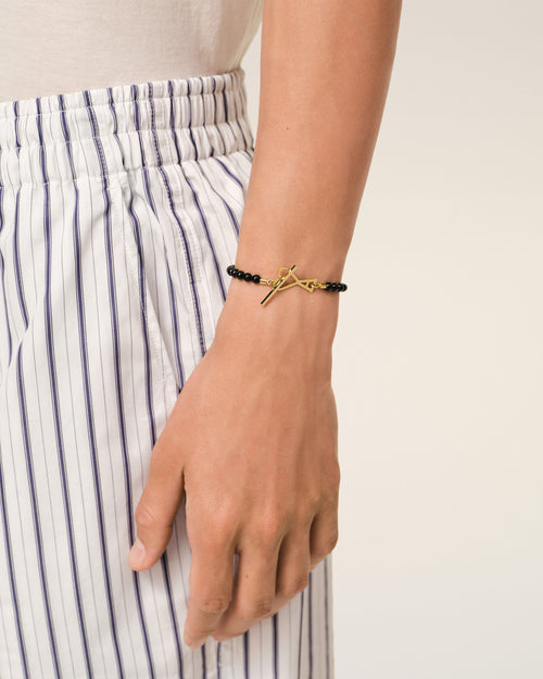 Bracelet Perles D'été Noir Ami de Coeur Doré en Laiton - Homme - 2 - AMI Paris - Ami Paris