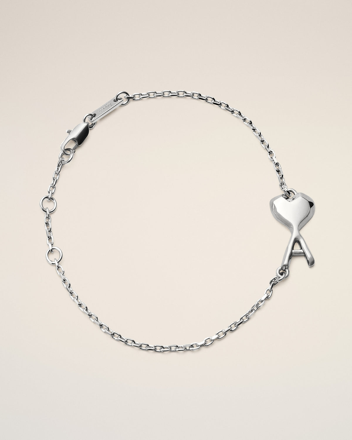 Silver brass bracelet with hammered Ami de Coeur - 1
