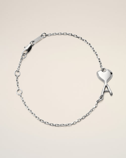 Silver brass bracelet with hammered Ami de Coeur - SILVER - Ami Paris