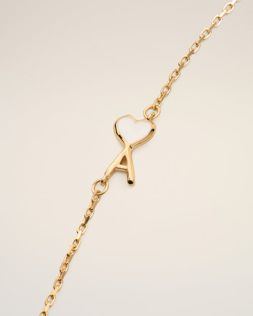 Gold brass necklace with hammered Ami de Coeur - Woman - 6 - AMI Paris - Ami Paris