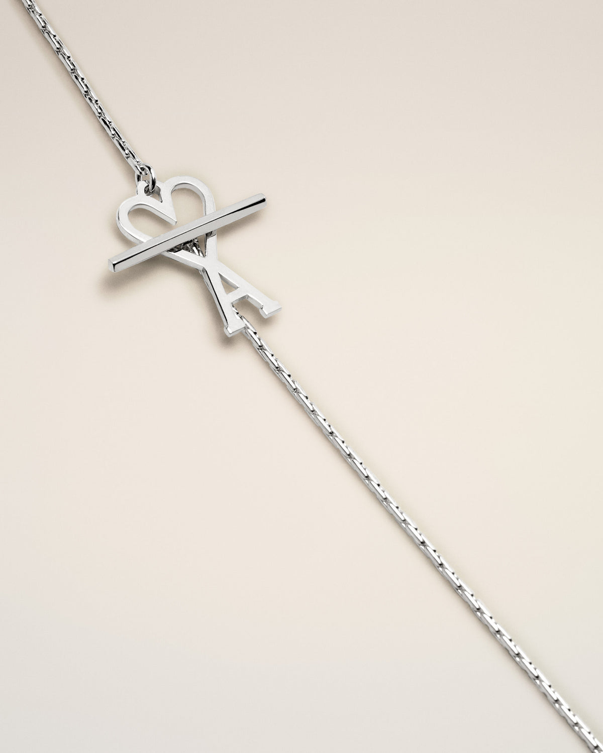 Silver Brass Chain Necklace with Ami De Coeur - 3