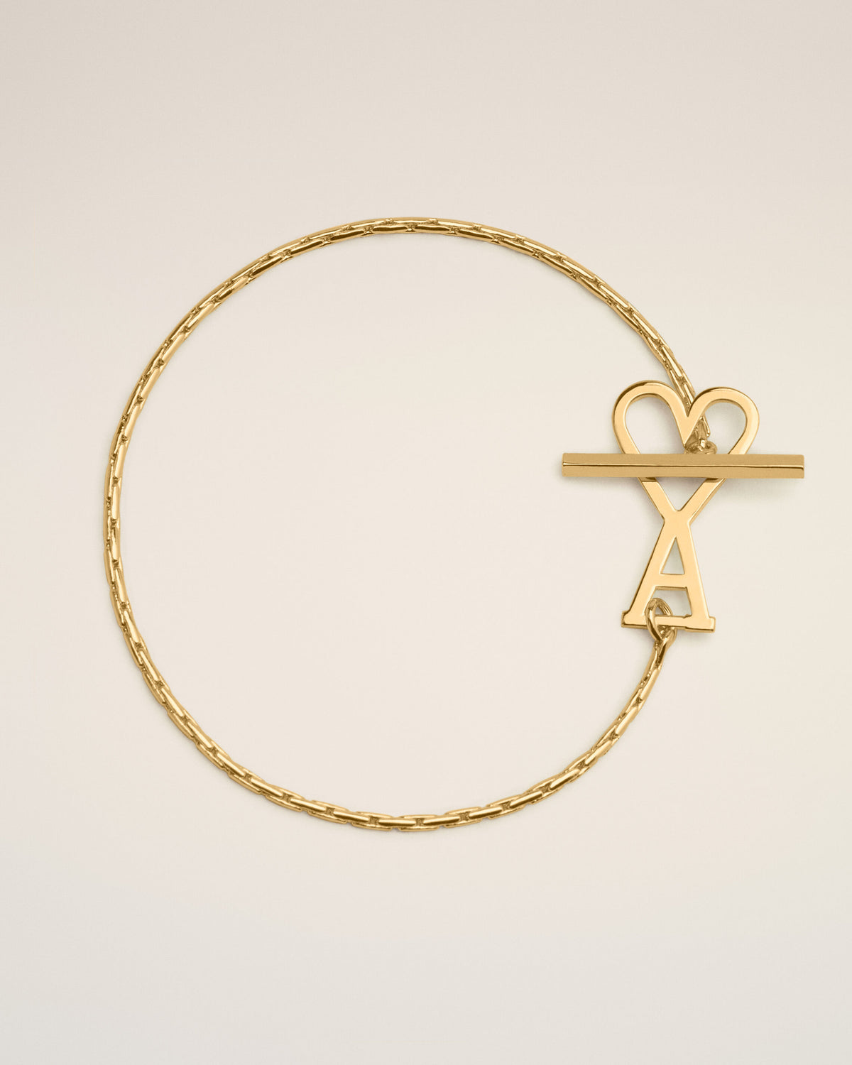 Gold Brass Chain Bracelet with Ami De Coeur  - 4