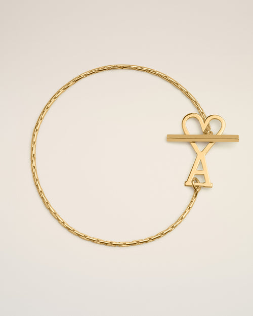 Gold Brass Chain Bracelet with Ami De Coeur  - Man - 1 - AMI Paris - Ami Paris