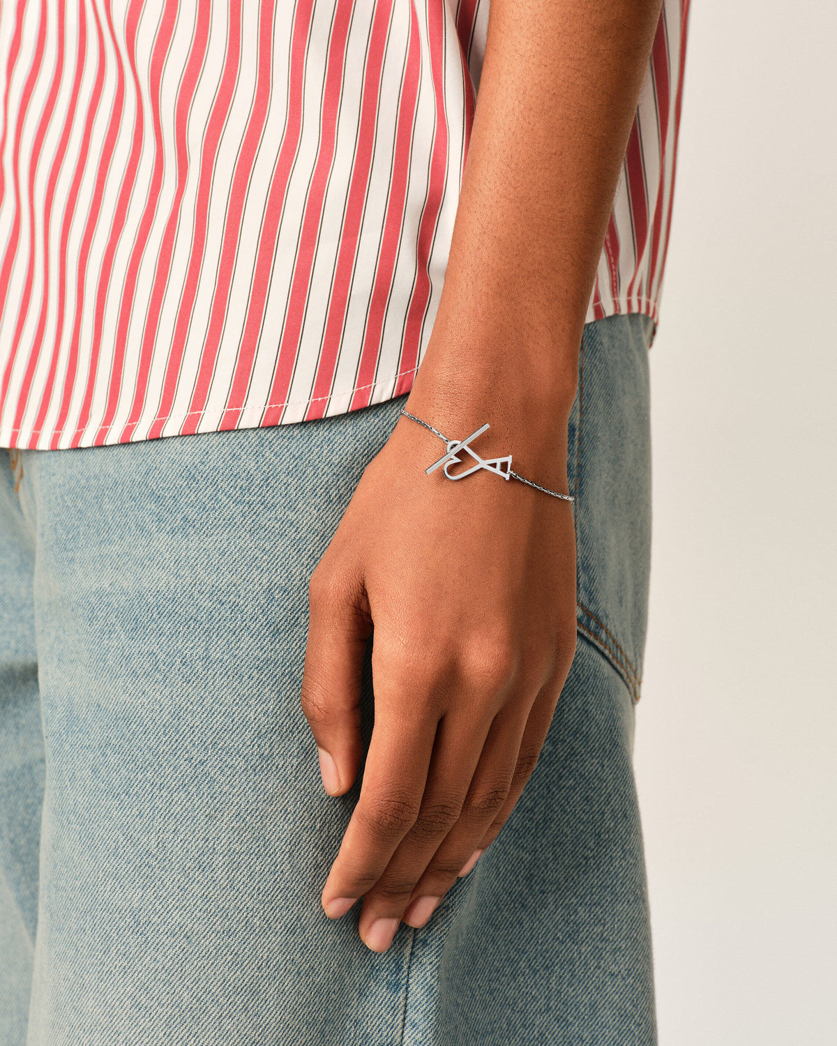 Silver Brass Chain Bracelet with Ami De Coeur  - 5