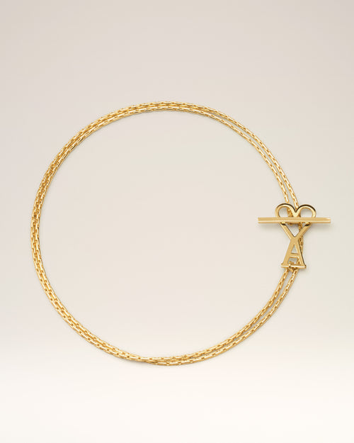 Collar de cadena 2 en 1 Ami de Cœur de latón dorado - ORO - Ami Paris
