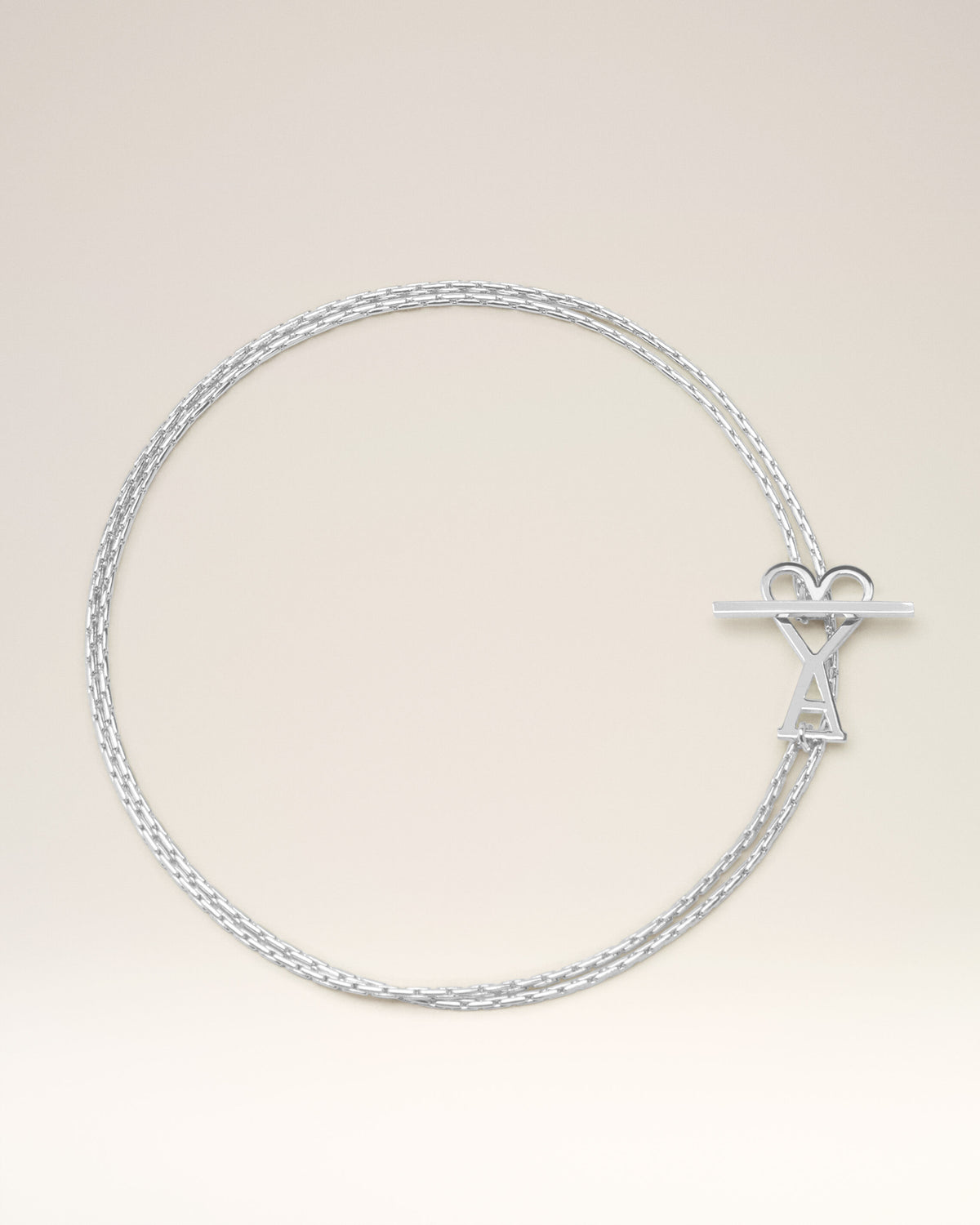 Collar de cadena 2 en 1 Ami de Cœur de latón plateado - 1