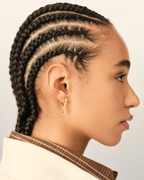 Gold Brass Small Hoops with Ami De Coeur  - Woman - 6 - AMI Paris - Ami Paris