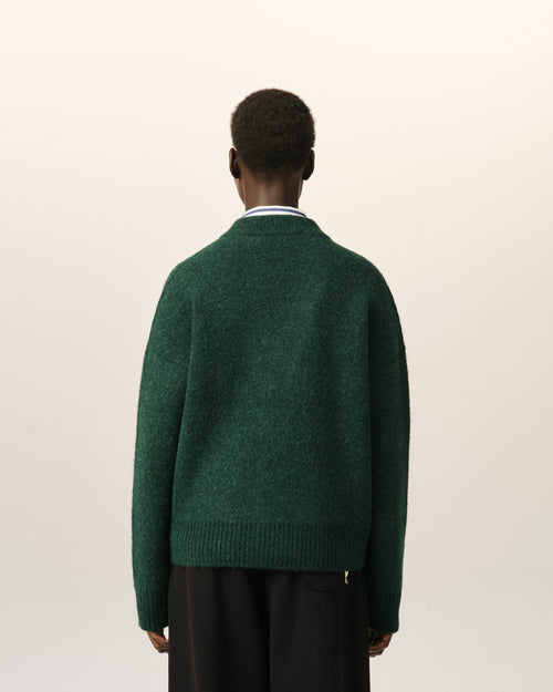 Green alpaca cardigan with Ami de Coeur - Woman - 11 - AMI Paris - Ami Paris