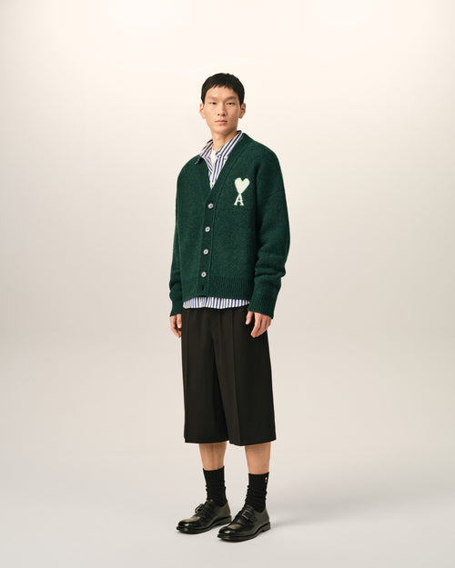 Green alpaca cardigan with Ami de Coeur - Man - 6 - AMI Paris - Ami Paris