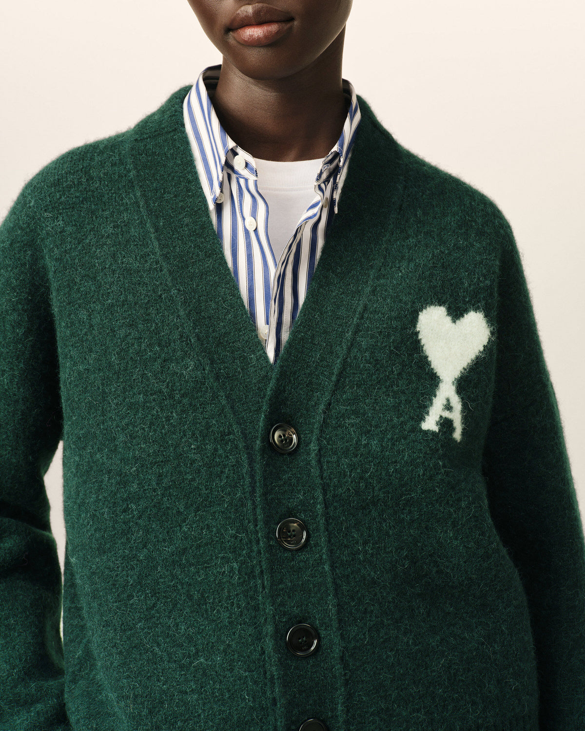 Green alpaca cardigan with Ami de Coeur - 10