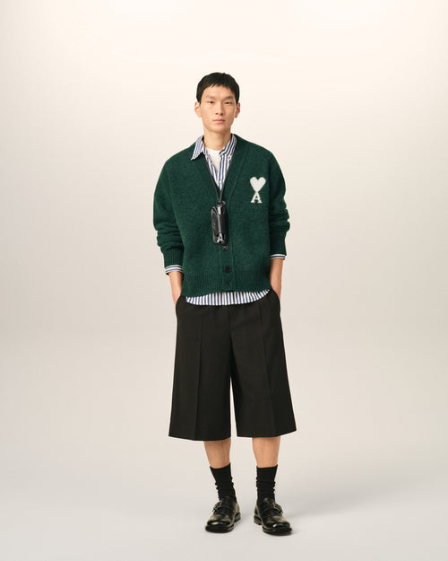 Green alpaca cardigan with Ami de Coeur - Man - 3 - AMI Paris - Ami Paris