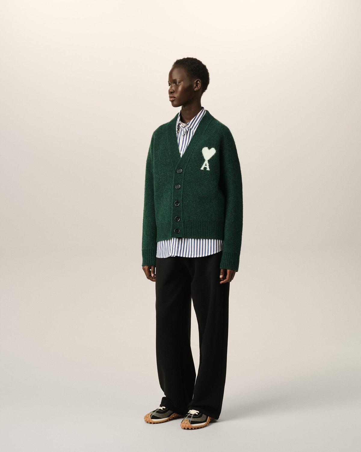 Green alpaca cardigan with Ami de Coeur - 12