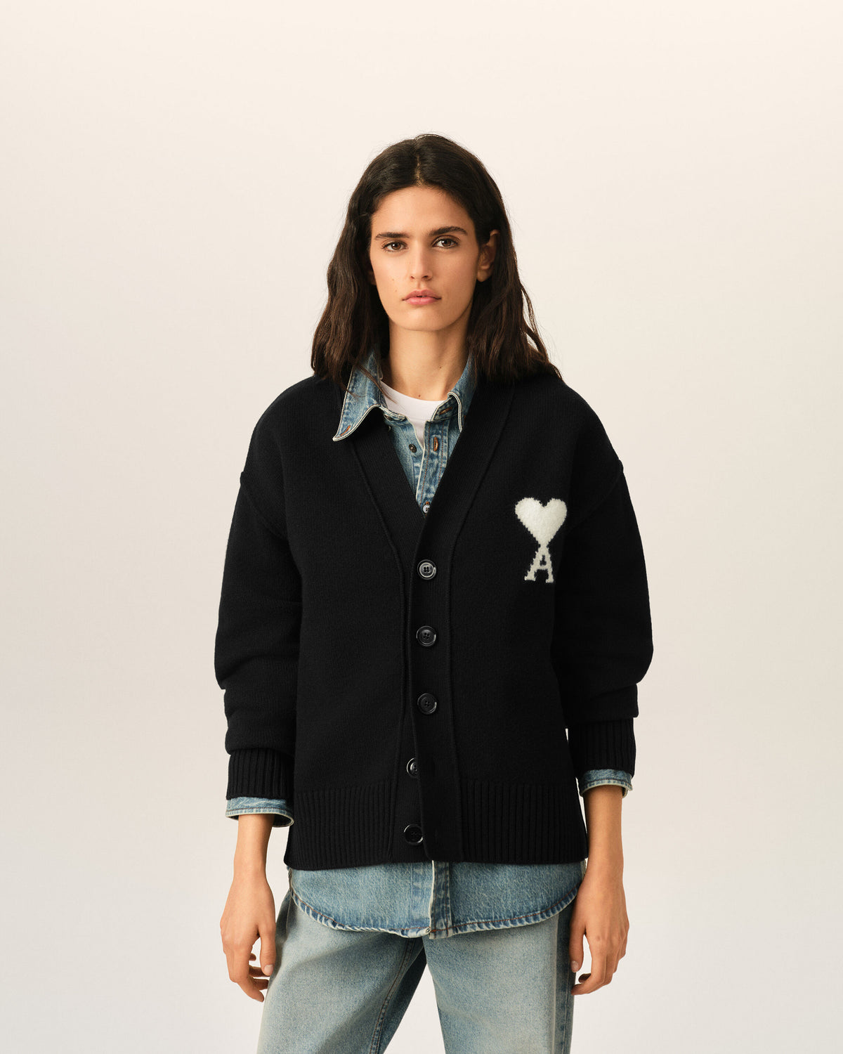 Cardigan noir en laine Ami de Coeur - 8