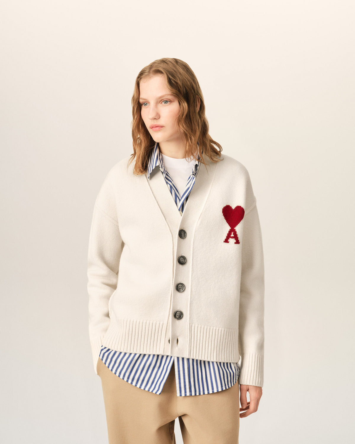 Cardigan naturel en laine Ami de Coeur - 8