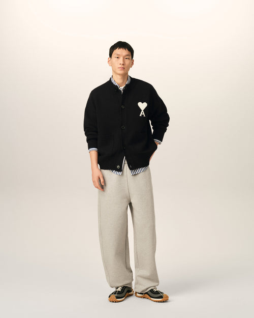 Cardigan noir col rond en laine Ami de Coeur - Homme - 3 - AMI Paris - Ami Paris