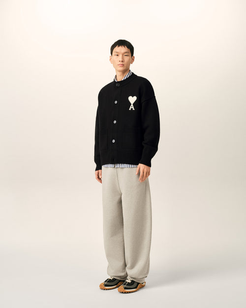 Cardigan noir col rond en laine Ami de Coeur - Homme - 6 - AMI Paris - Ami Paris