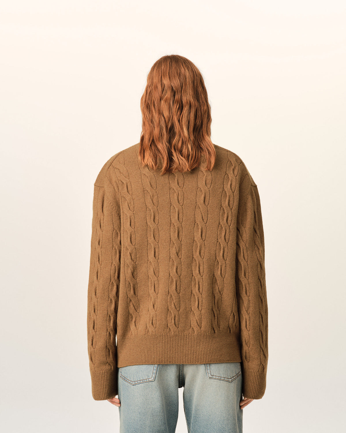 Cardigan torsadé marron en laine - 11