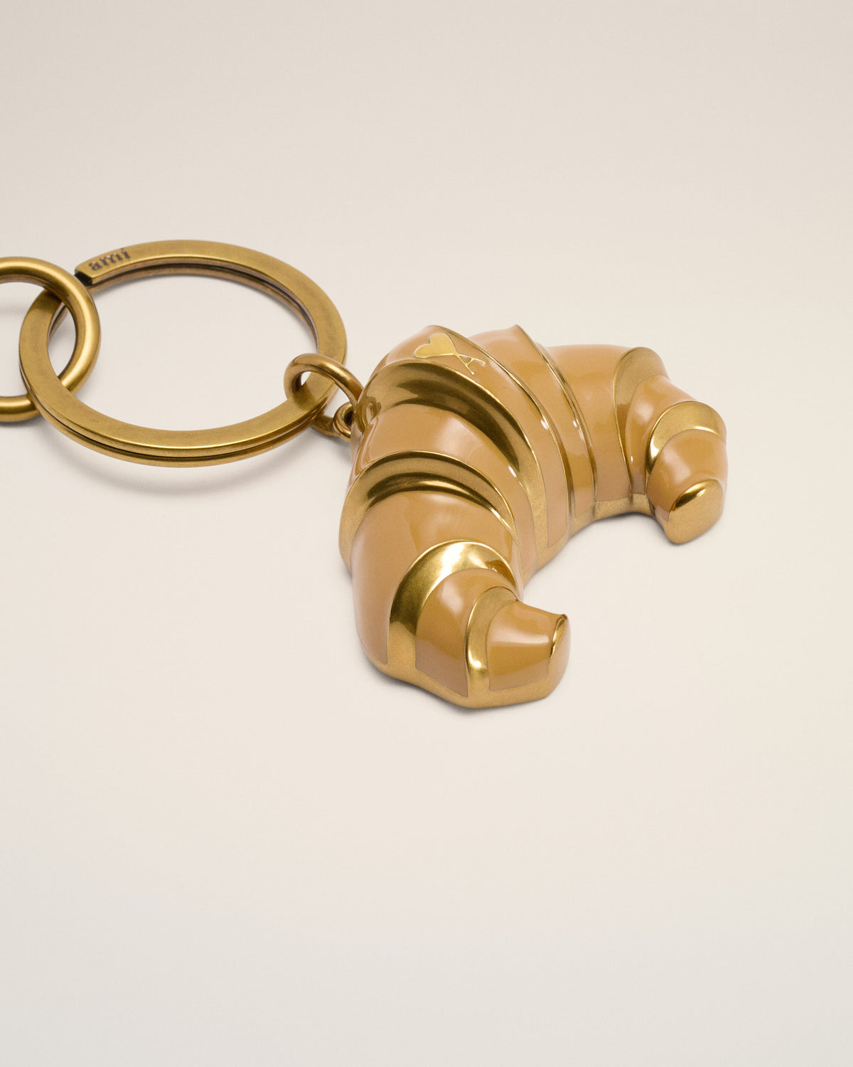 Gold Metal Ami De Coeur Croissant Keyring - 2